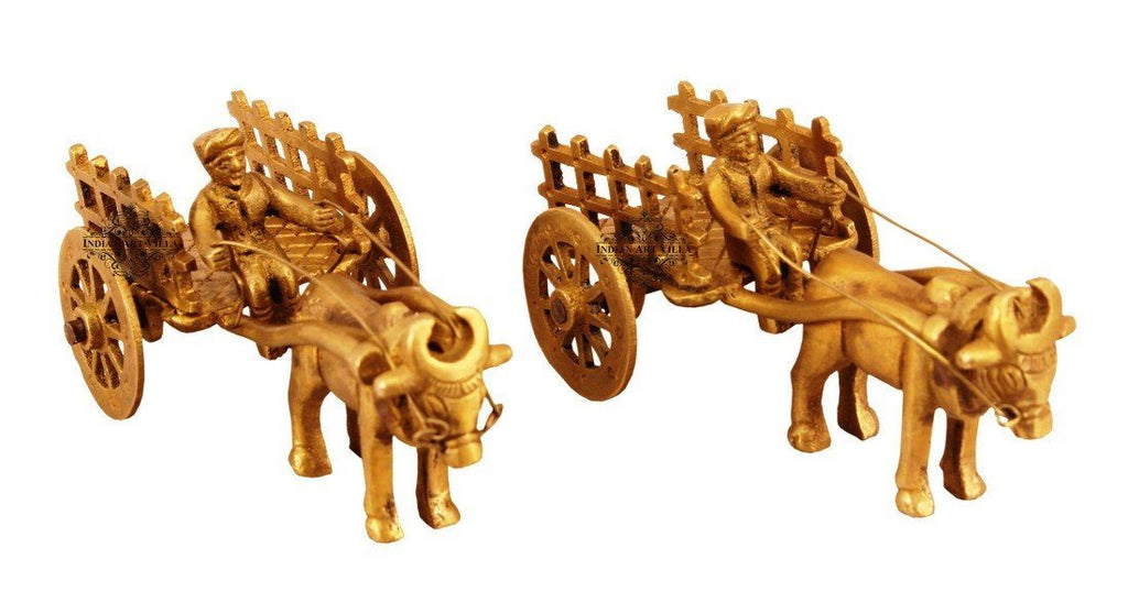 Set of 2 Handcrafted Best Quality Brass Bull Cart