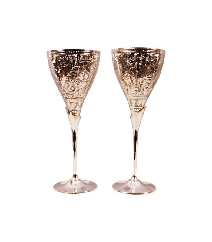 Set of 2 Silver Plated 6 Oz Glass with Stand