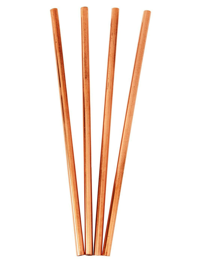 Set of 4 Copper Solid Copper Straight Drinking Straw