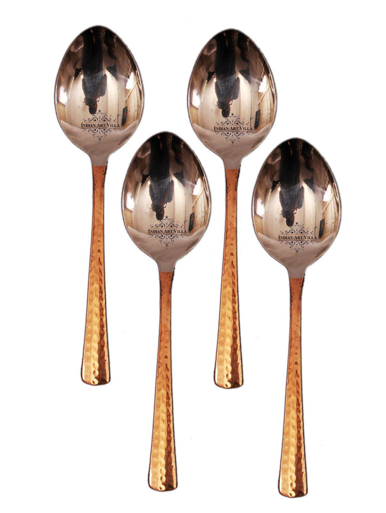 Set of 4 Steel Copper Dessert Spoon | 7" Inch each