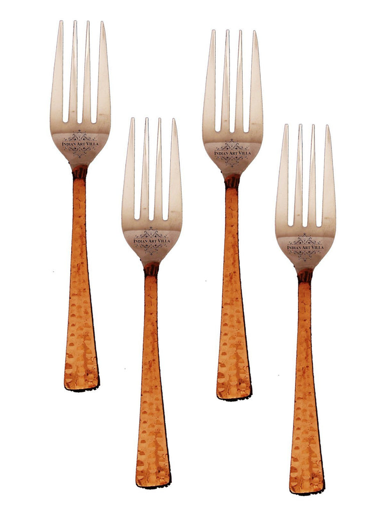 Set of 4 Steel Copper Fork | 8" Inch each