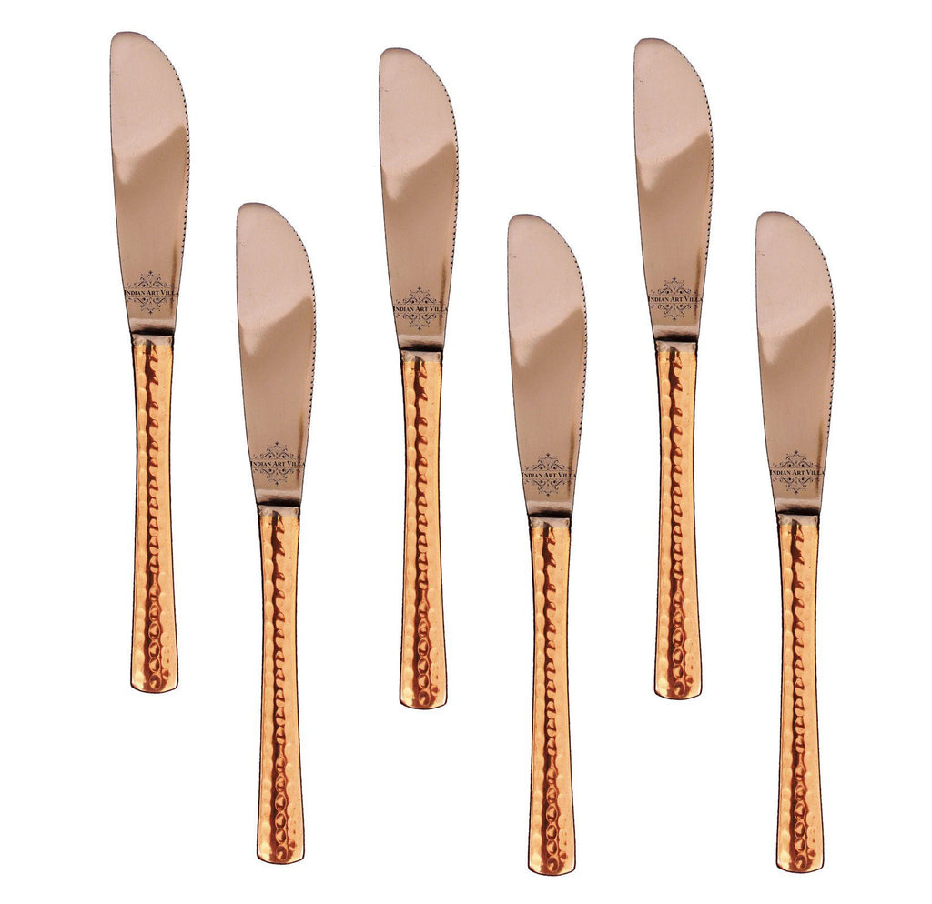 Set of 6 Steel Copper Bread Spreader Knife | 7.3" Inch each
