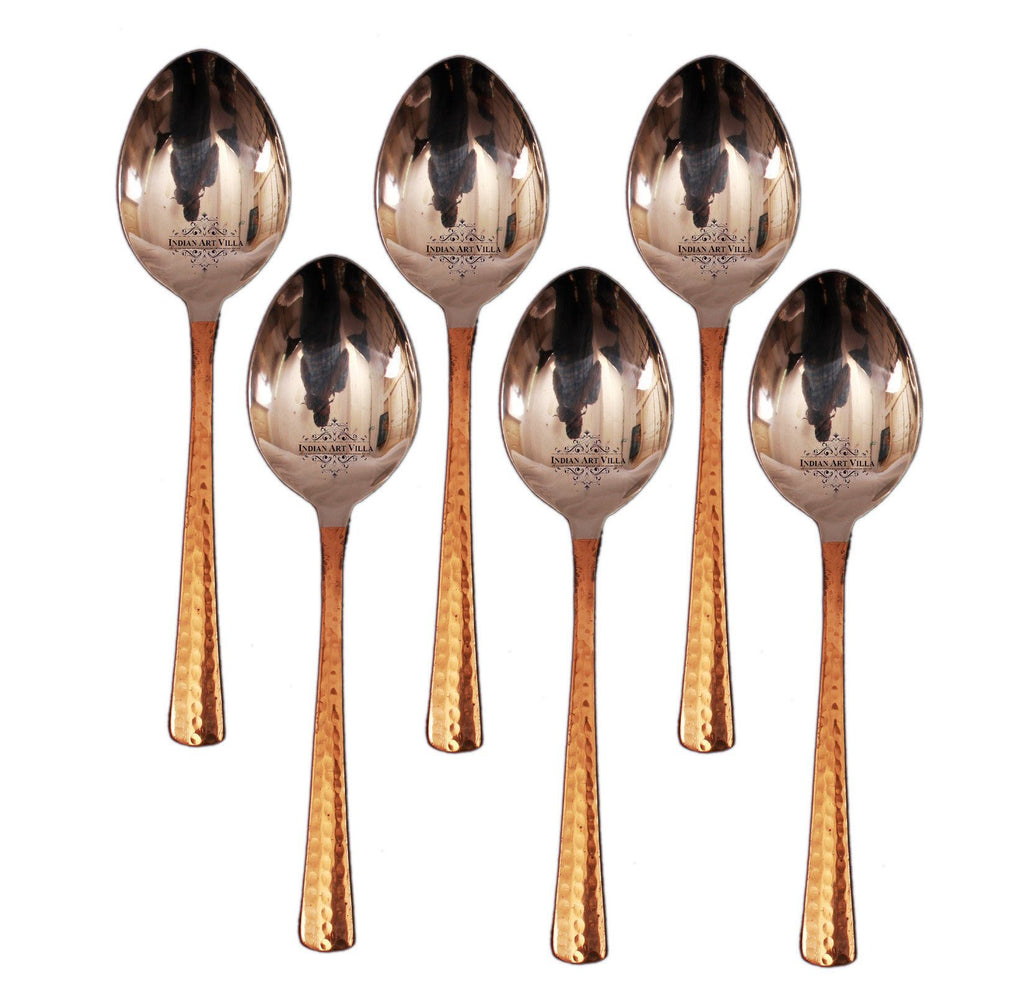 Set of 6 Steel Copper Dessert Spoon | 7" Inch each