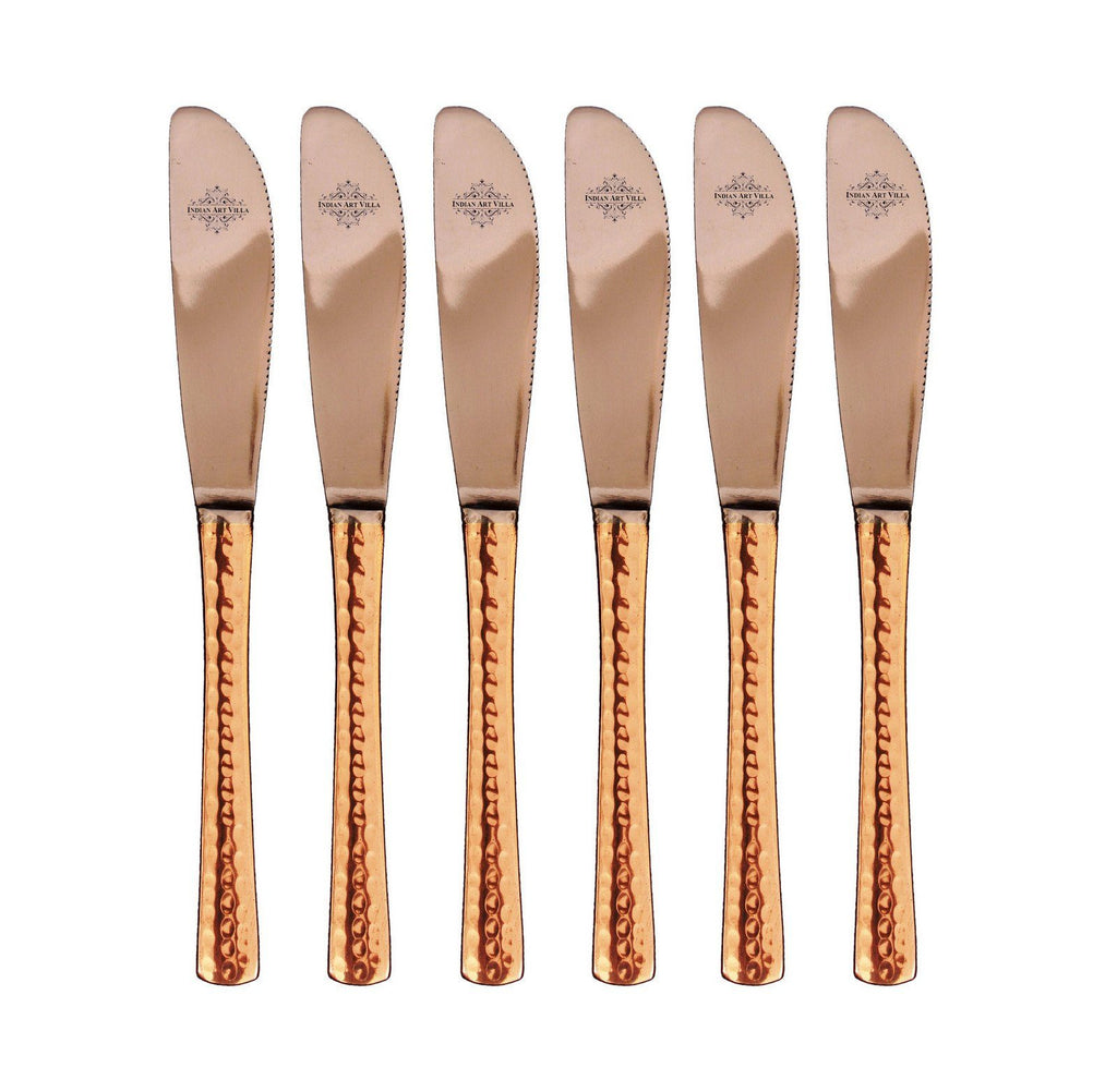 Set of 6 Steel Copper Knife Butter Spreader