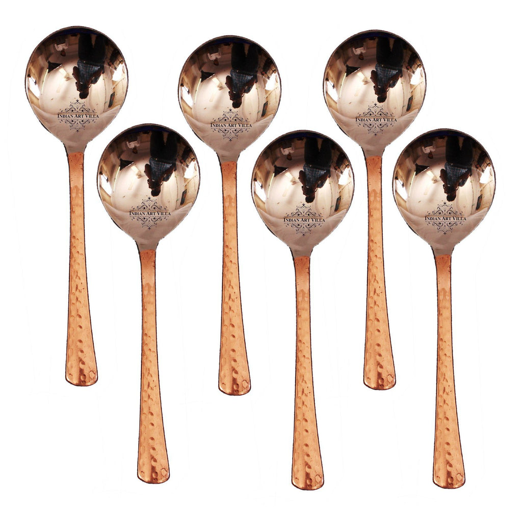 Set of 6 Steel Copper Soup Spoon | 7" Inch each