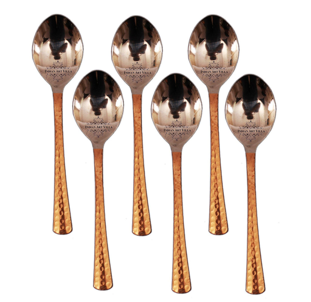 Set of 6 Steel Copper Spoon | 6.2" Inch each