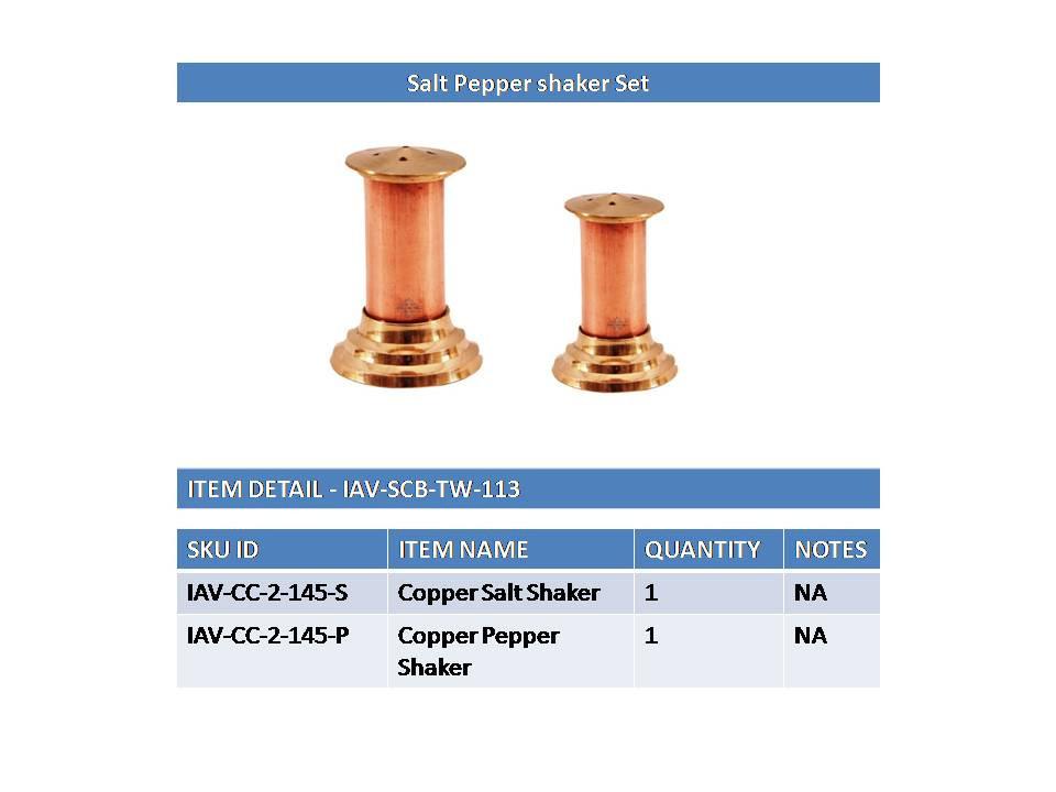 Set of Copper Brass Salt Pepper Shaker Dispenser Copper Brass Table Ware Combo Indian Art Villa