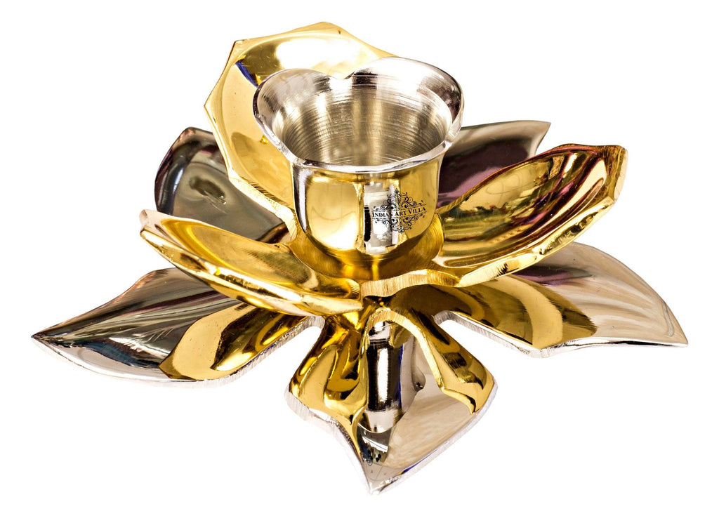 Silver Gold Plated Handmade Flower Design 1 Steps Candel Stand