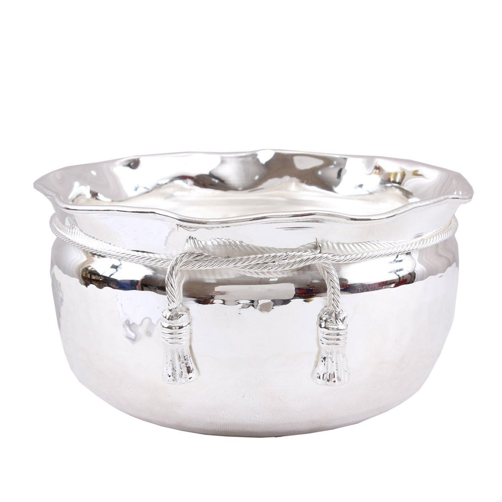 Silver Plated Big M Design Bowl|Decorative Gift Item 2500 ML