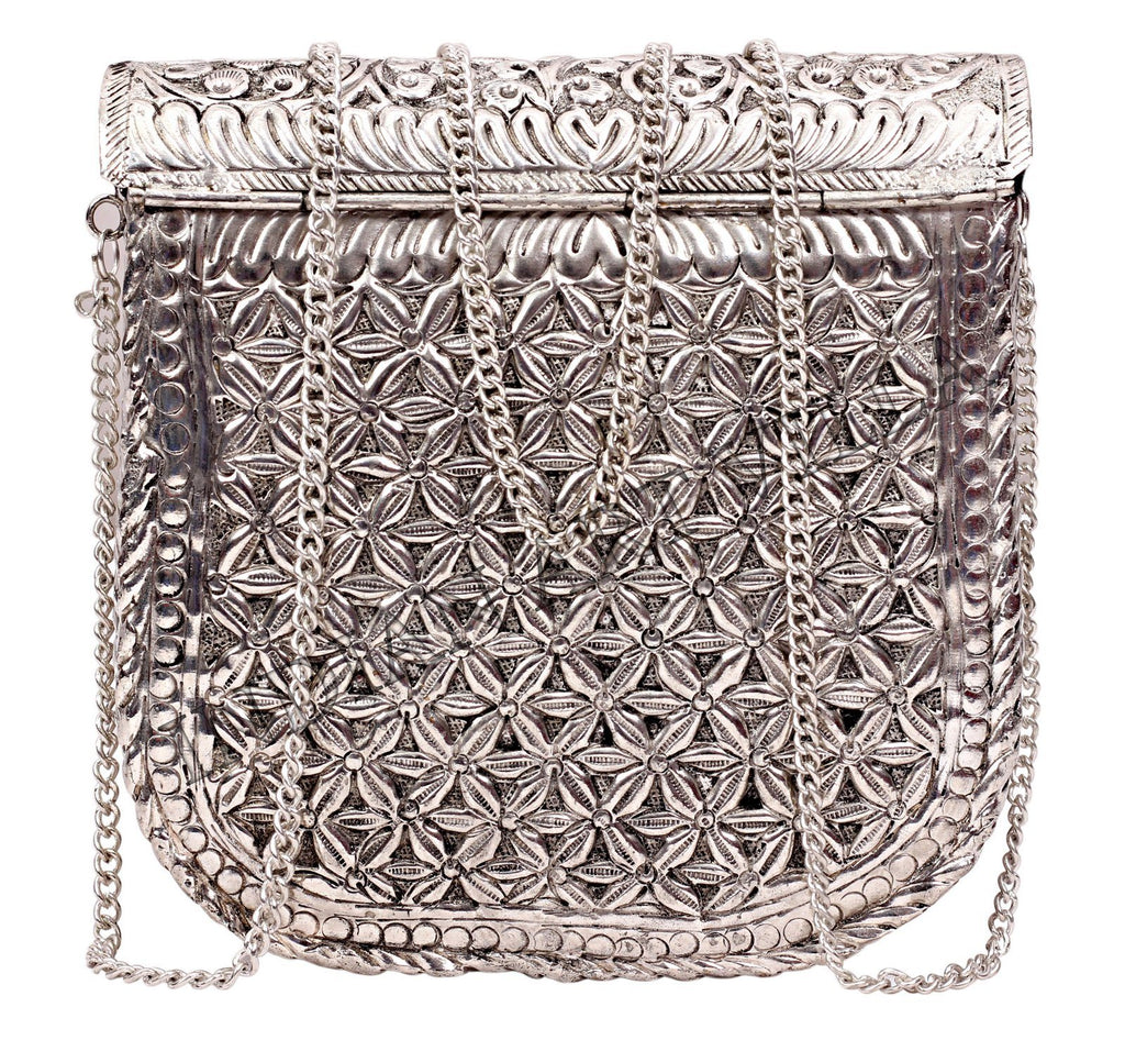 Silver Plated Designer Sling Purse Side Handbag, Women Wedding Party, Gift Item Accessories HR-6 