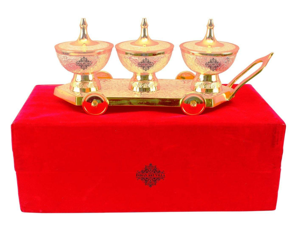 Silver Plated Gold Polished Dry Fruits Bowl Trolley Silver Plated Bowls Indian Art Villa