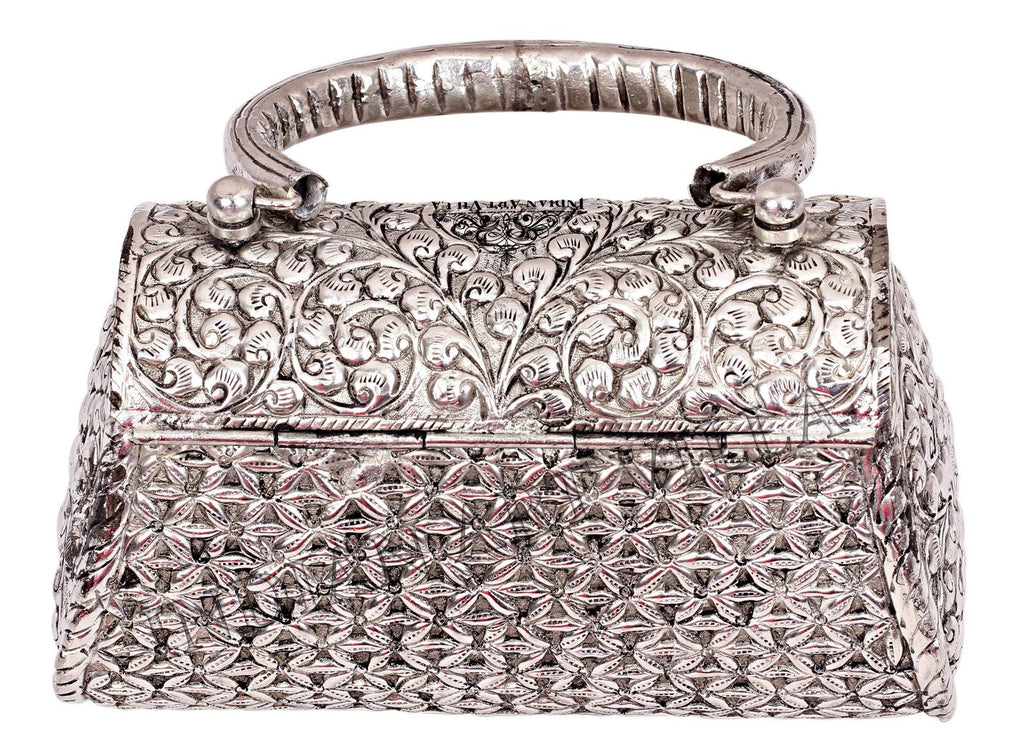 Silver Plated Handbag Purse, Women Wedding Clutches Accessories HR-6 