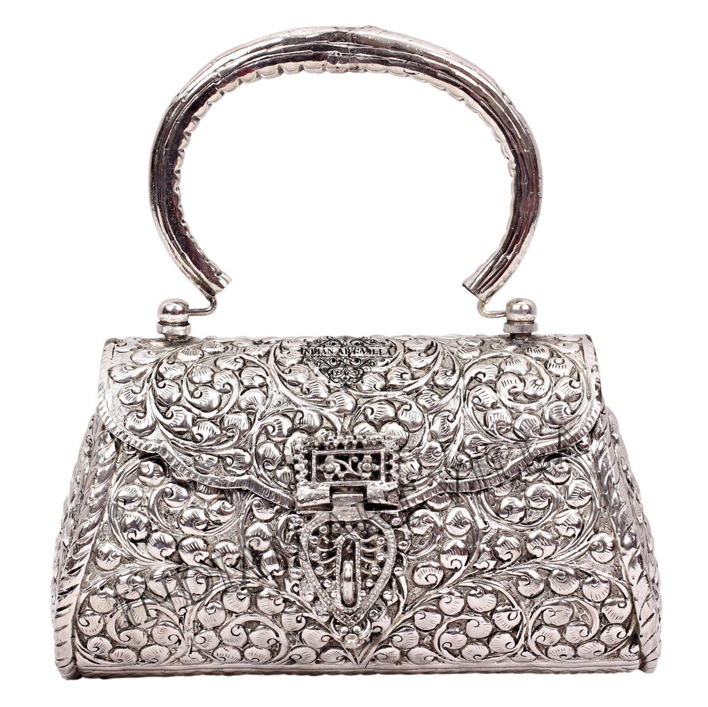 Silver Plated Handbag Purse, Women Wedding Clutches
