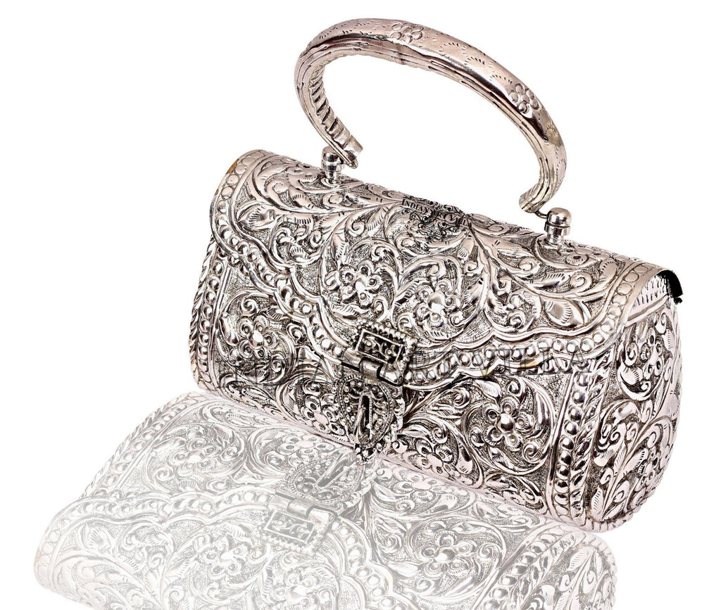 Silver Plated Handbag Purse, Women Wedding Clutches, Gift Item Accessories HR-6 