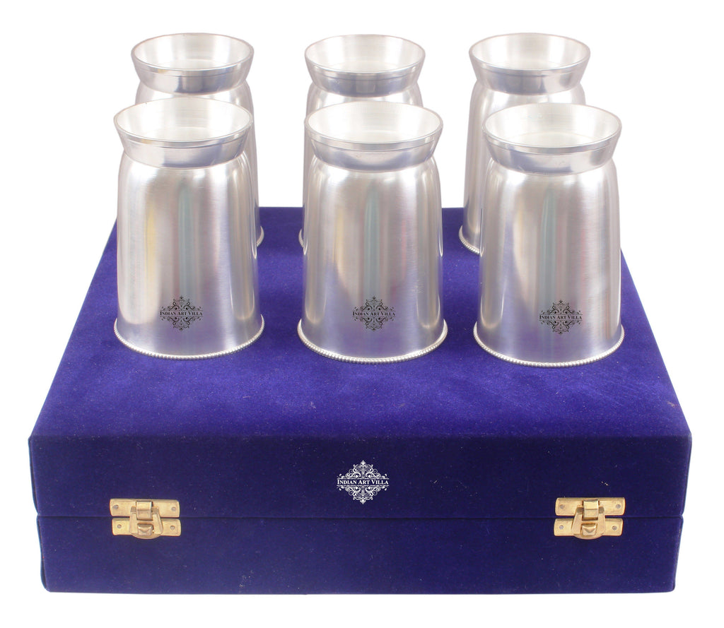 Silver Plated Handmade Designer Glass Set Pack of 6 Silver Plated Combo Sets SP-2