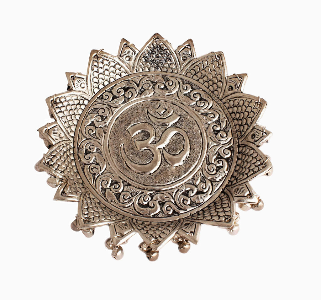 Silver Plated Om Design Pooja Thali Plate