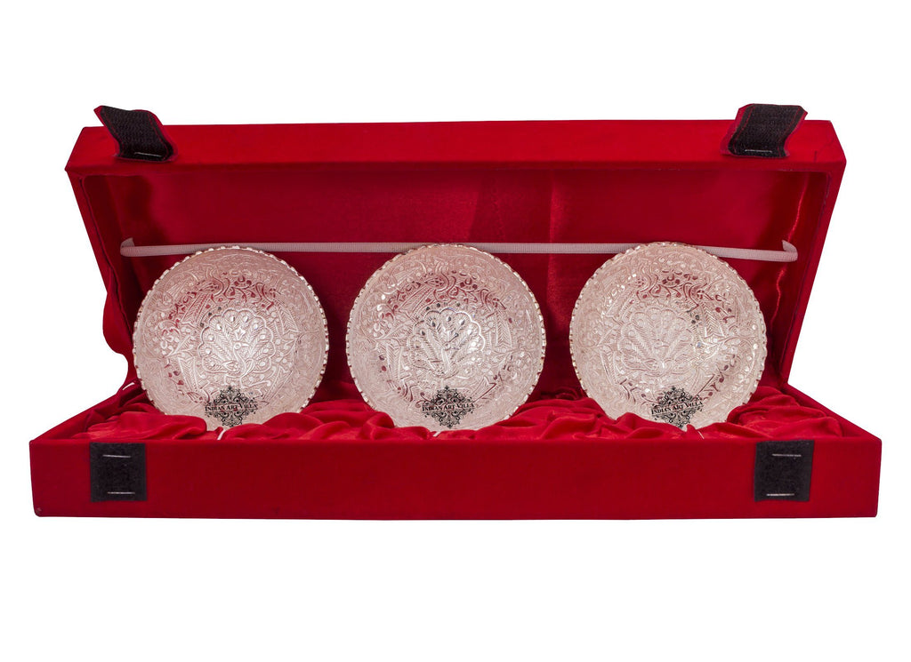 Silver Plated Set of 3 Peacock Design Bowl
