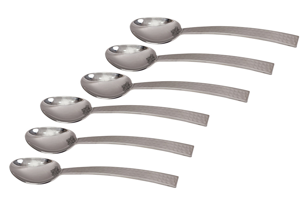 Stainless Steel New Curve Hammer Design Dessert Spoon Cutlery Set -7.5'' Inch Spoons SS-8 6 Pieces
