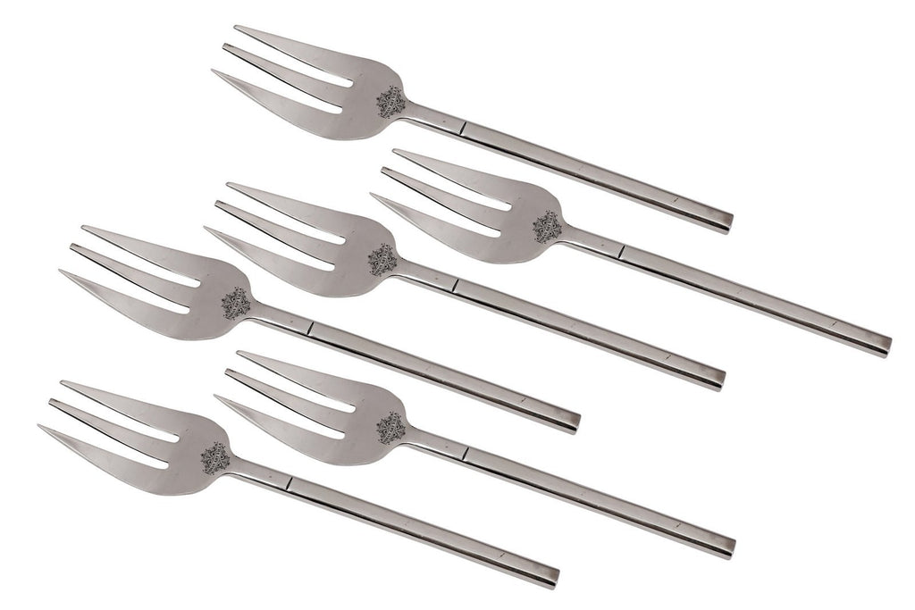 Stainless Steel New Flute Design Table Fork - 8.8'' Inch, Cutlery Set Forks SS-8 6 Pieces 