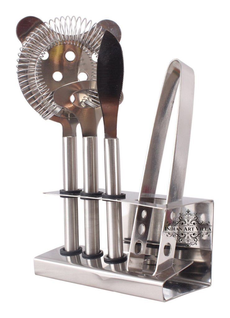 Stainless Steel Set of 4 Bar Tools with Holder