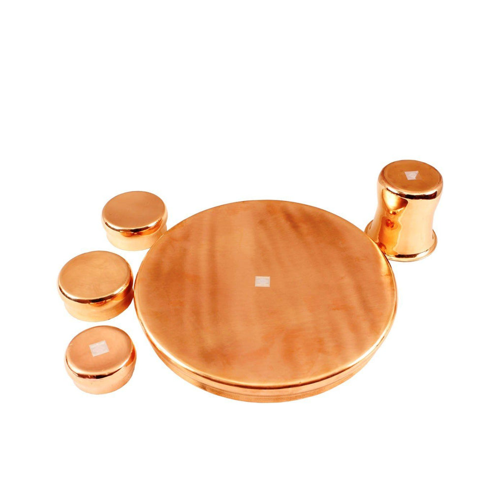 Steel Copper 5 Piece Small Curved Thali Set Dinner Sets IAV-SCB-TW-348