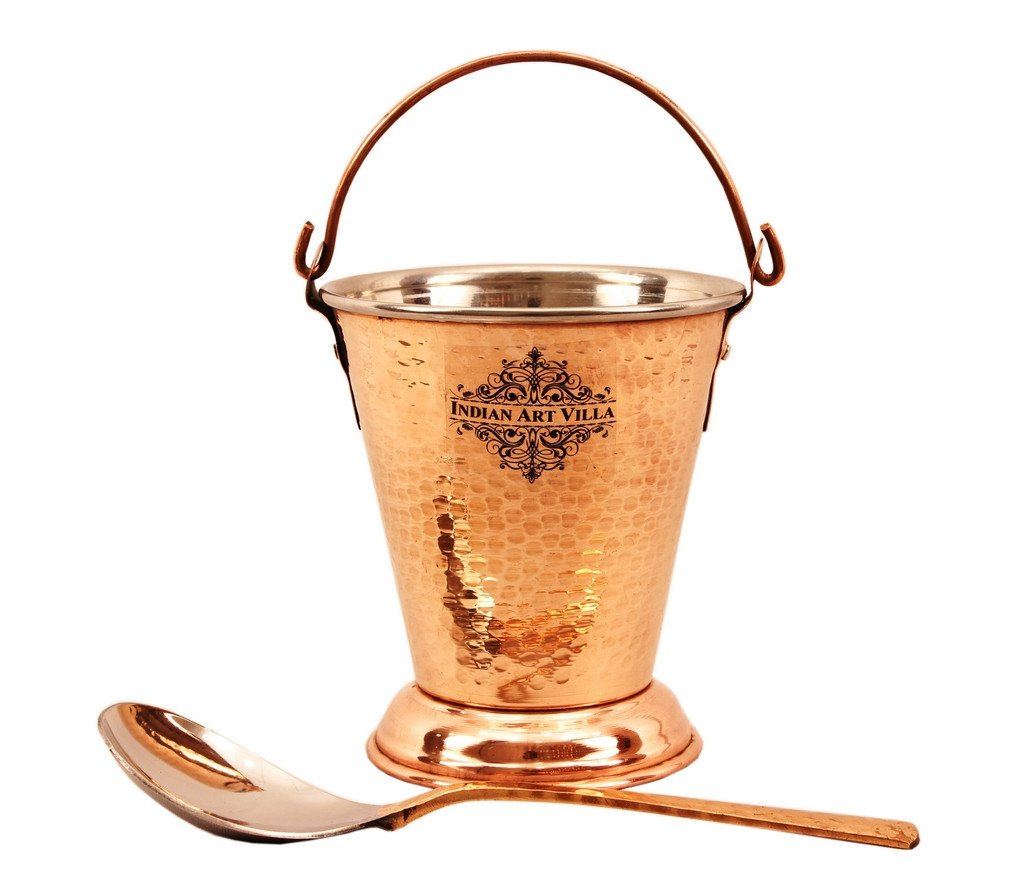Steel Copper Bucket | 300 ML | with 1 Spoon