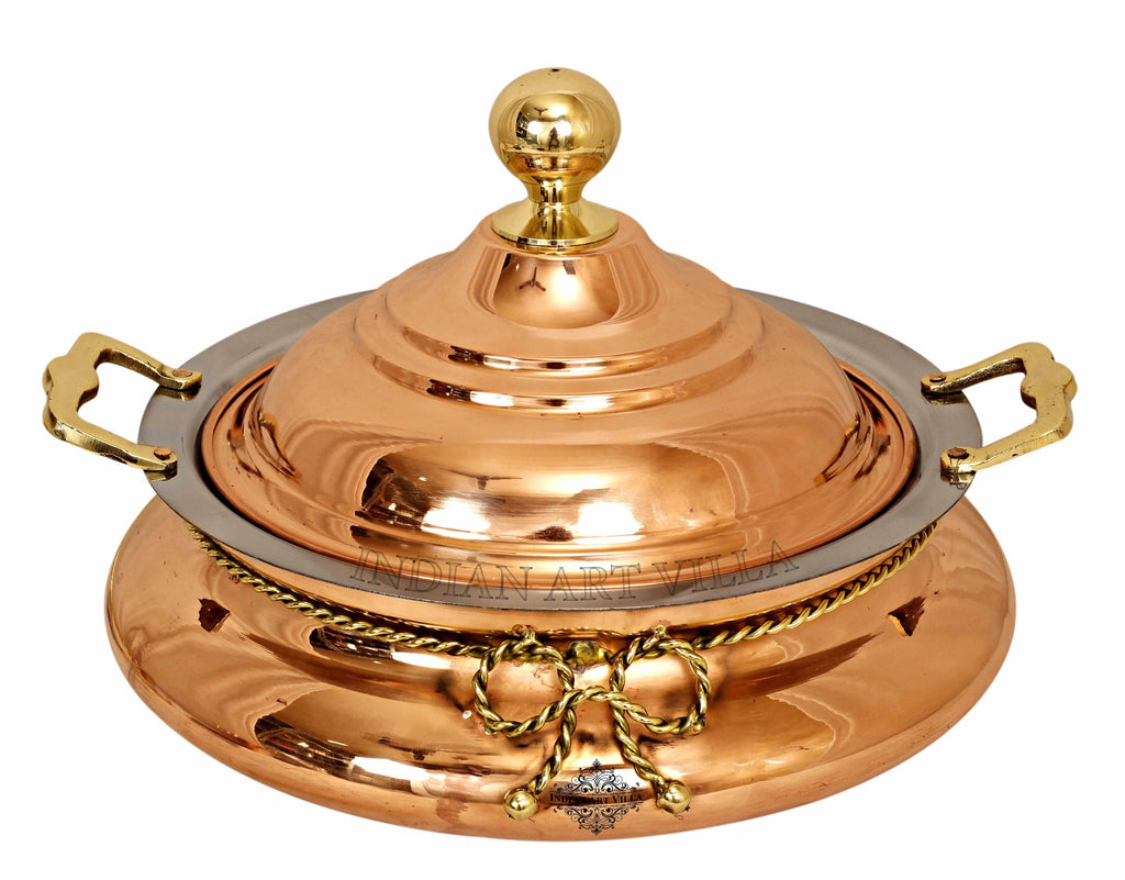 Steel Copper Chafing Dish with Brass Knob, 6 Ltr. Chafing Dishes CC-32 