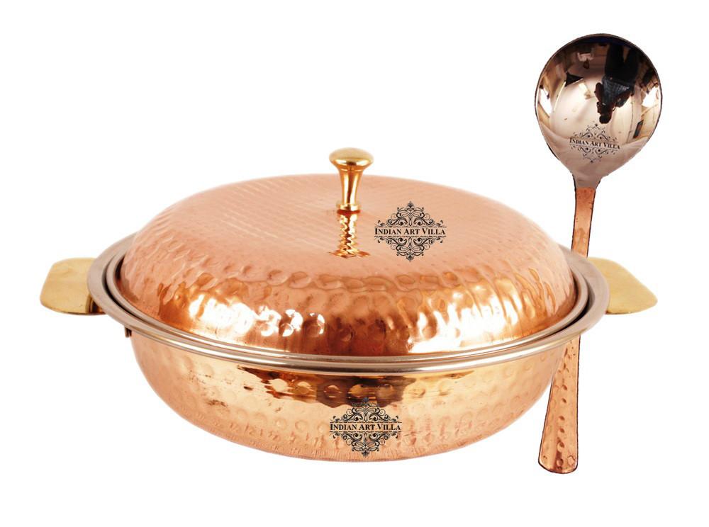 Steel Copper Donga with Lid | 750 ML | with Spoon