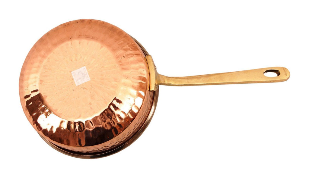 Steel Copper Fry Pan | 400 ML | with 1 Fry Pan | 550 ML Steel Copper Serve Ware Combo Indian Art Villa