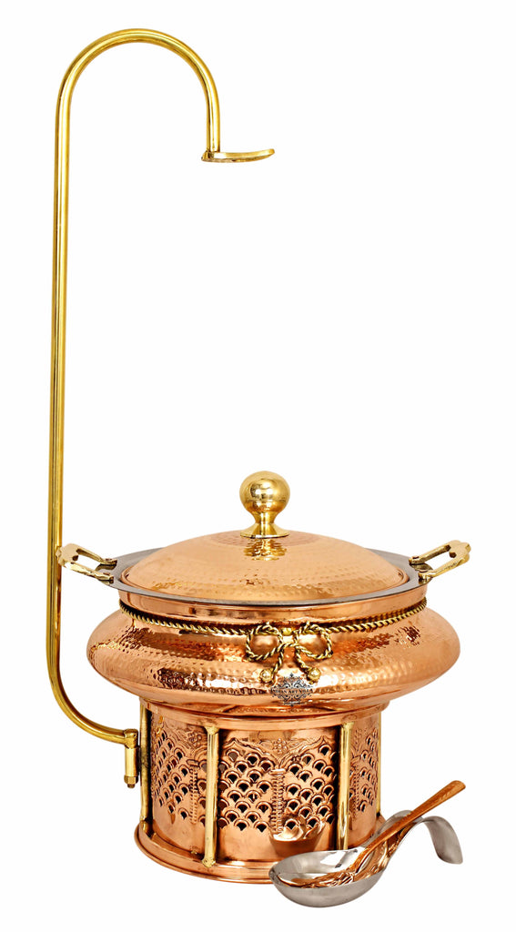 Steel Copper Hammered Chafing Dish with Sigdi Stand & Handle - 135.25 Oz  | 202.88 Oz | 270.51 Oz