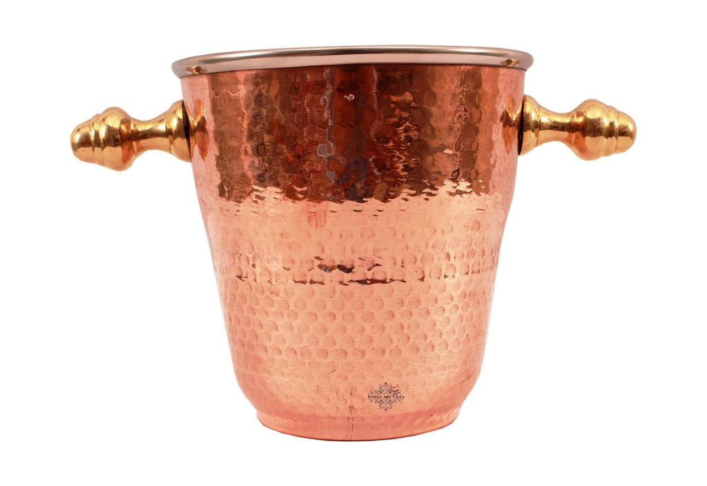 Steel Copper Ice Bucket Wine Cooler 33 Oz - Bar Hotel Tableware Ice Containers Indian Art Villa