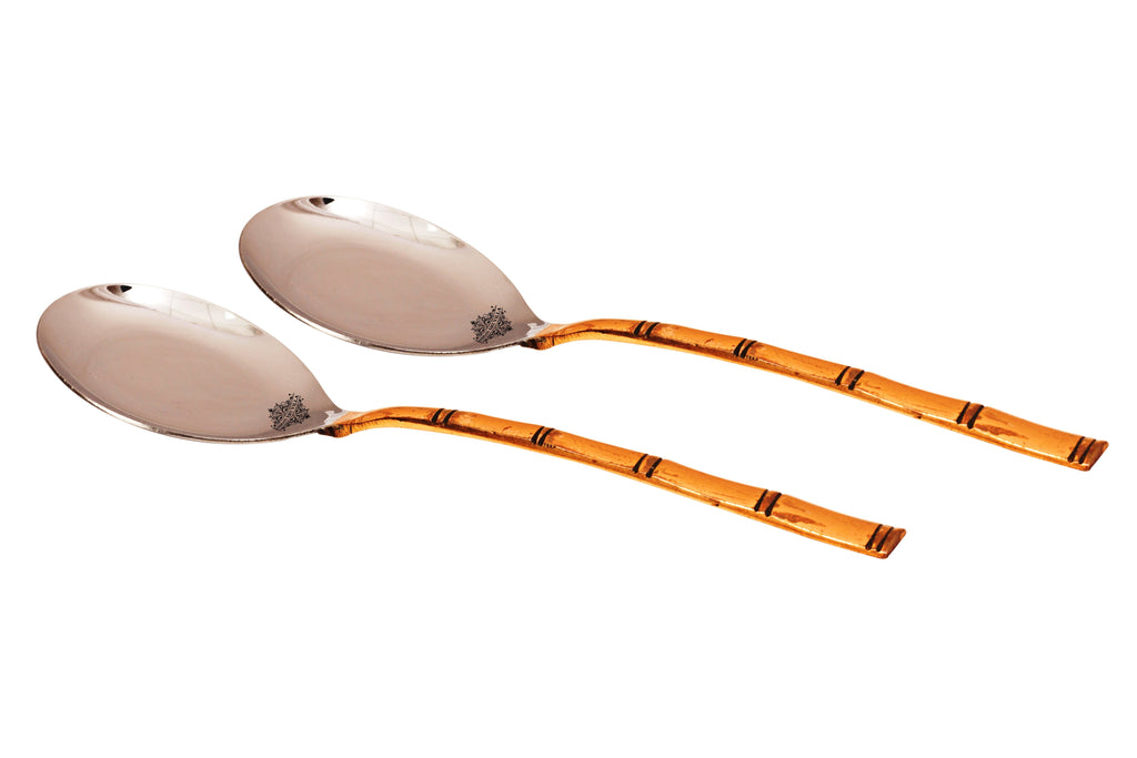 Steel Copper Serving Spoon Set of Spoons IAV-CC-2-199- 2 Pieces