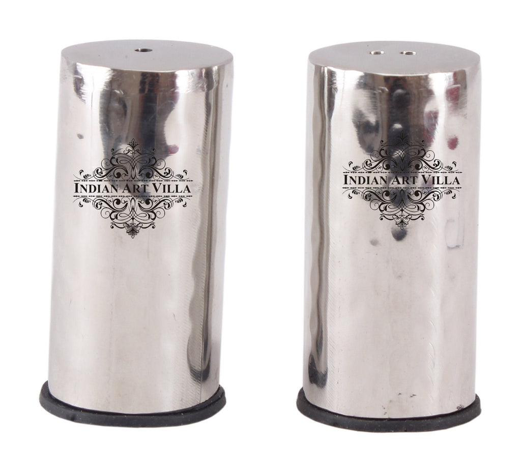 Steel Cylindrical Design Salt & Pepper Shaker Dispenser Steel Ware Serve Ware Combo Indian Art Villa