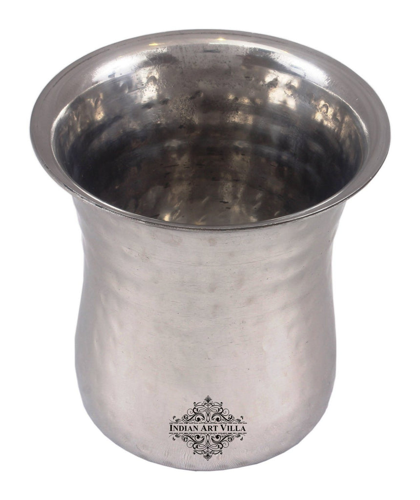 Steel Hammered Curved Glass Tumbler Cup Serving Drinking Water Steel Tumblers Indian Art Villa