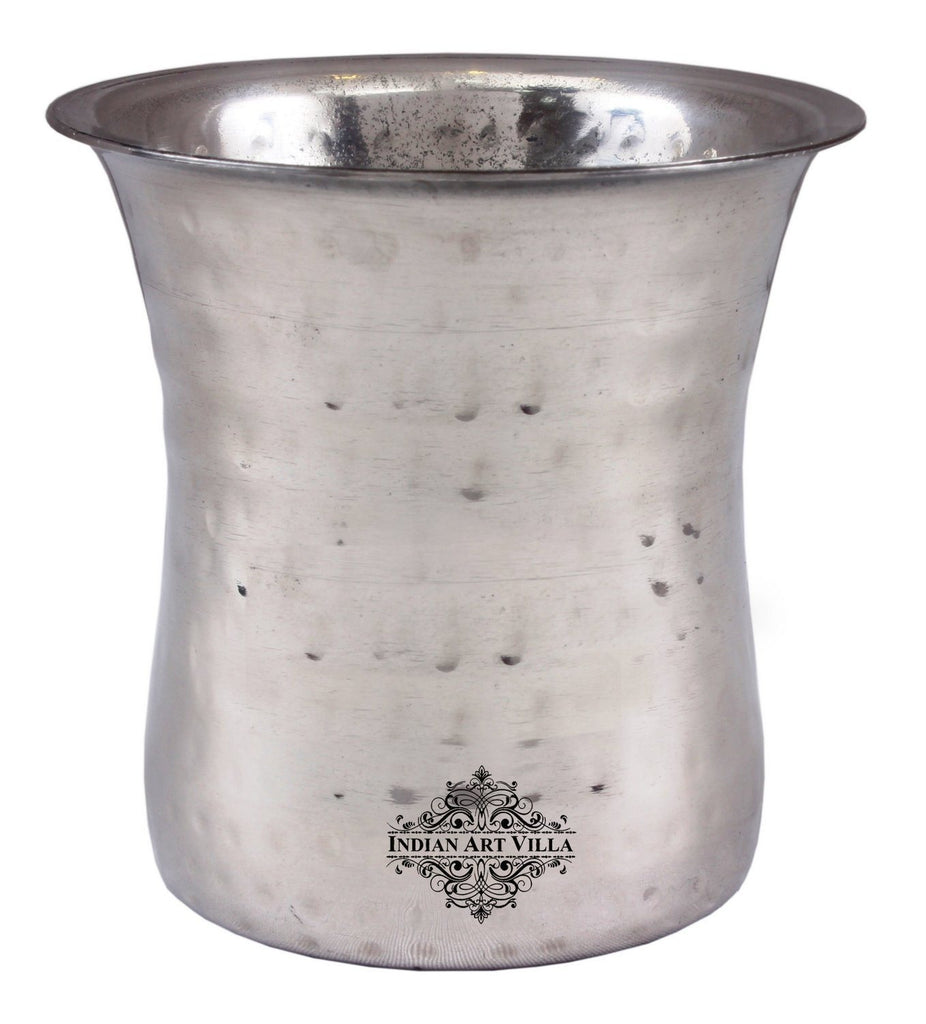 Steel Hammered Curved Glass Tumbler Cup Serving Drinking Water