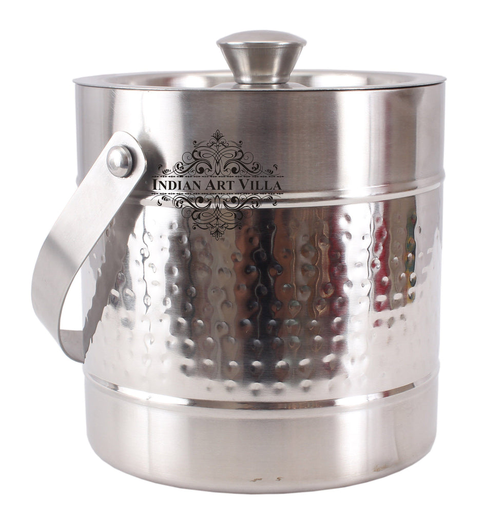 Steel Hammered Ice Bucket|Serving Storing Ice Cubes|Volume 1800 ML