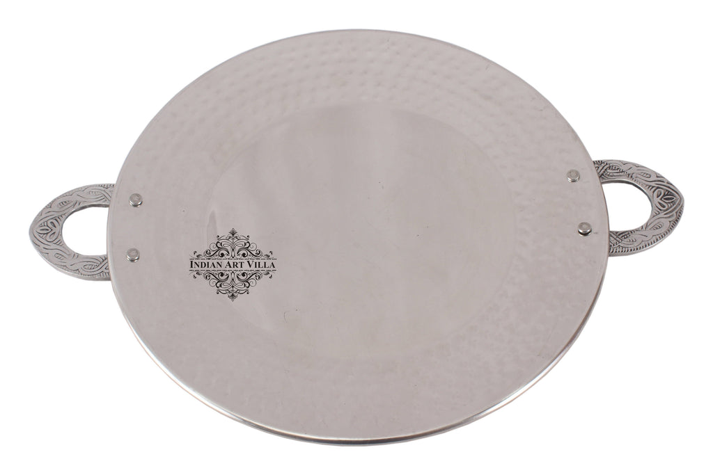 Steel Hammered Tawa Pan Tray with Embossed Handle|Serving Dishes|Diameter 17.5 cm Tava SS-5 17.5 Cm