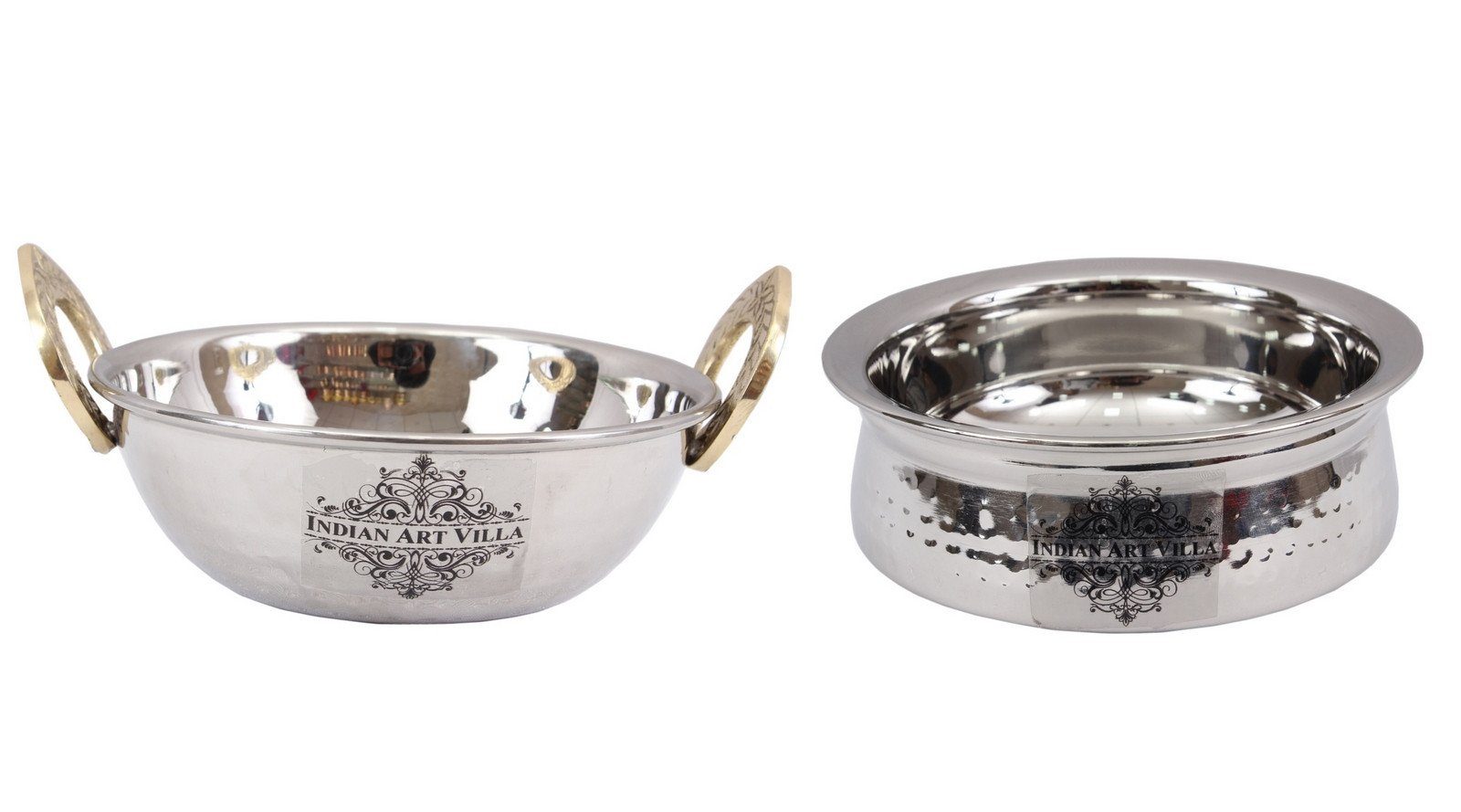 INDIAN ART VILLA Steel Kadhai Karahi Wok Bowl 350 ML with