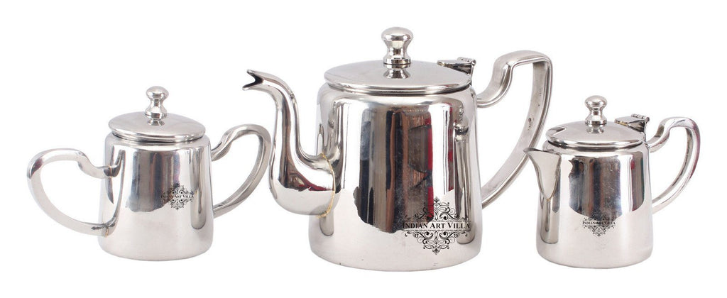 Steel Premium Tea Set-1 Milk Pot 1 Tea Pot 1 Sugar Pot