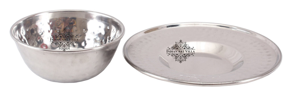 Steel Serving Finger Bowl with Underliner Serving Dishes Vegetable Steel Bowls Indian Art Villa