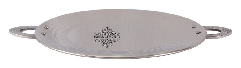 Steel Serving Hammered Design Tawa Pan with Emboss Handle
