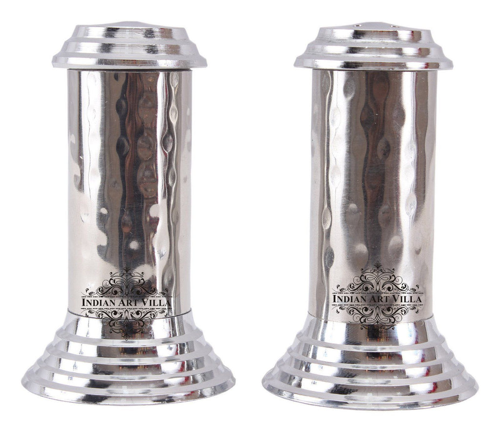 Steel Step Design Salt & Pepper Shaker Dispenser Steel Ware Serve Ware Combo Indian Art Villa