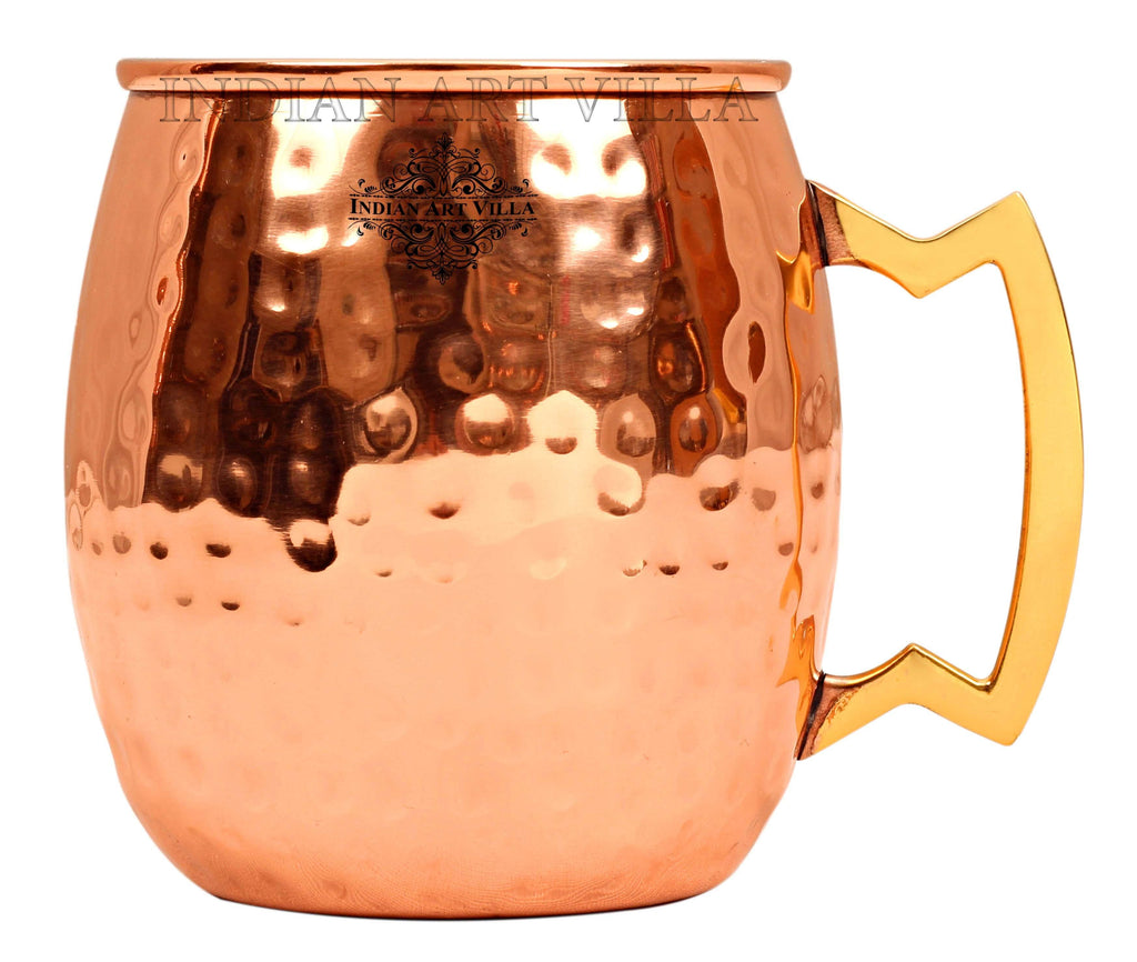 Steel with Copper Plated Hammered Beer Mug with Brass Designer Handle