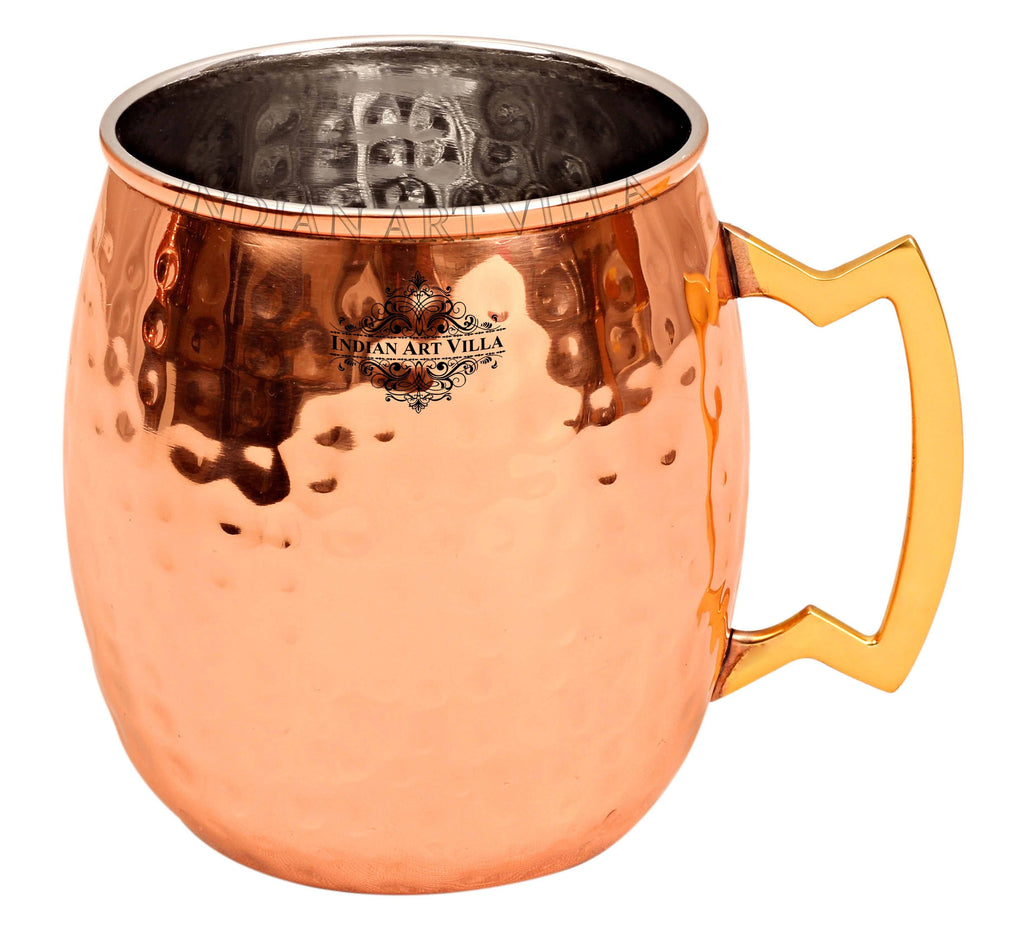 Steel with Copper Plated Hammered Beer Mug with Brass Designer Handle Beer Mugs IAV-SS-6-101-1