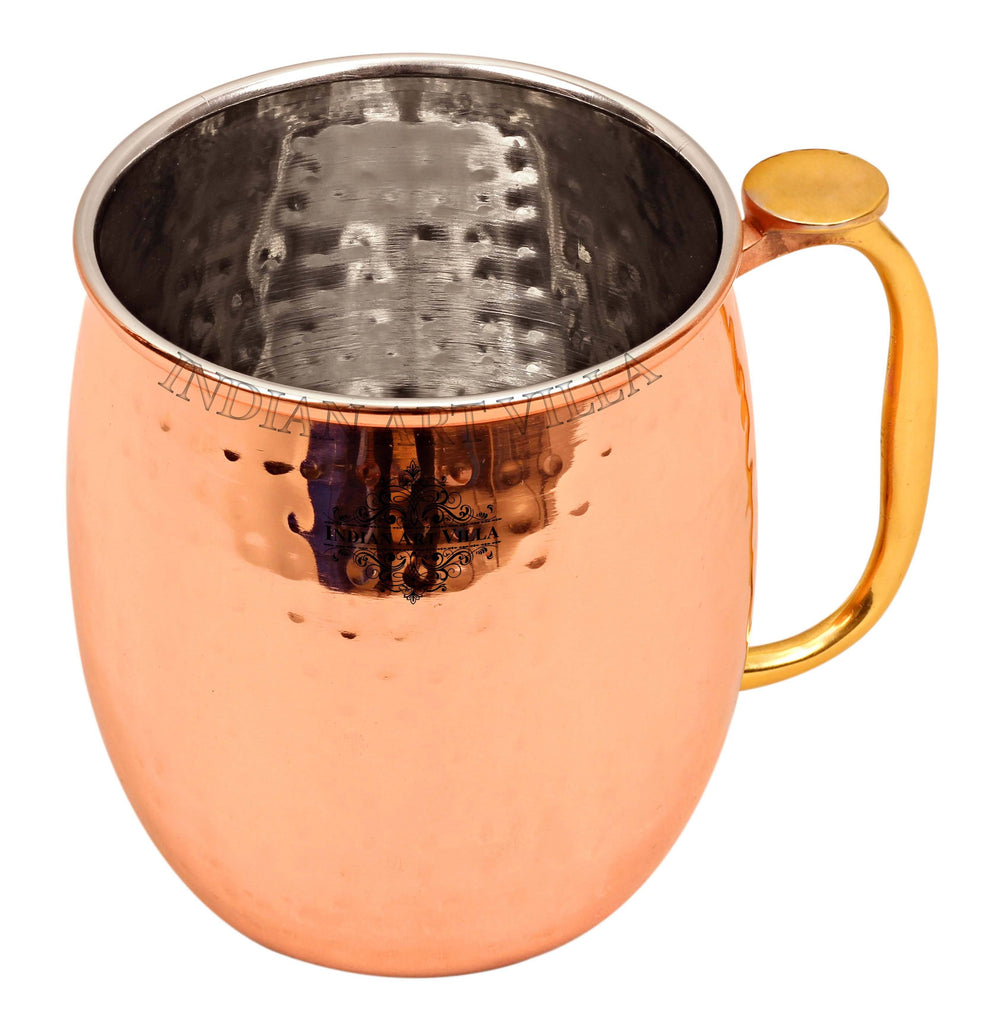 Steel with Copper Plated Hammered Beer Mug With Brass Thumb Design Handle Beer Mugs IAV-SS-6-101-2