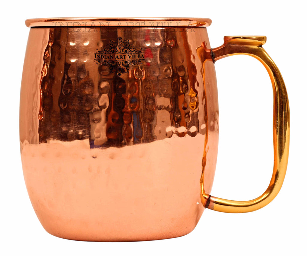 Steel with Copper Plated Hammered Beer Mug With Brass Thumb Design Handle