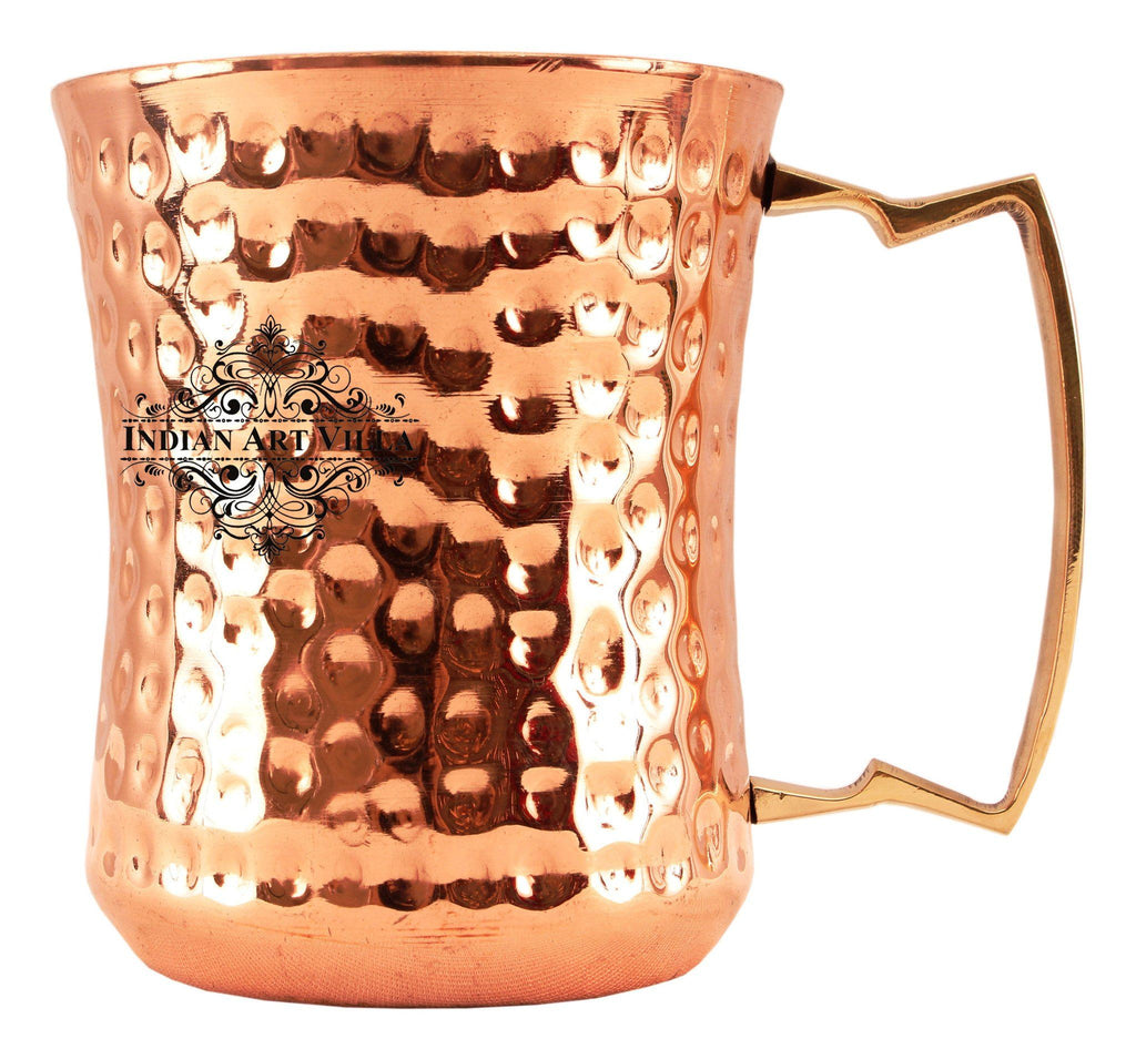 Steel with Copper Plated Round Hammered Curved Glass Tumbler 11 Oz