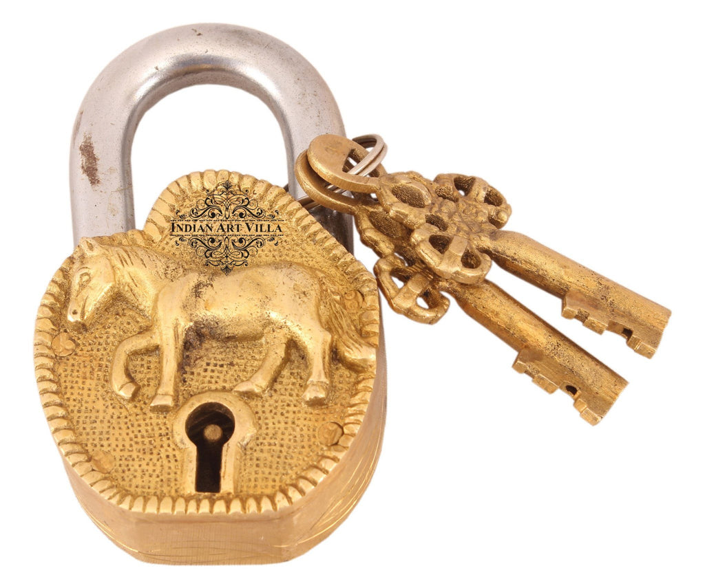 Vintage Style Antique Horse Design Brass Security Lock
