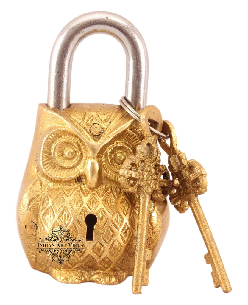 Vintage Style Owl Brass Lock Designer Locks Indian Art Villa