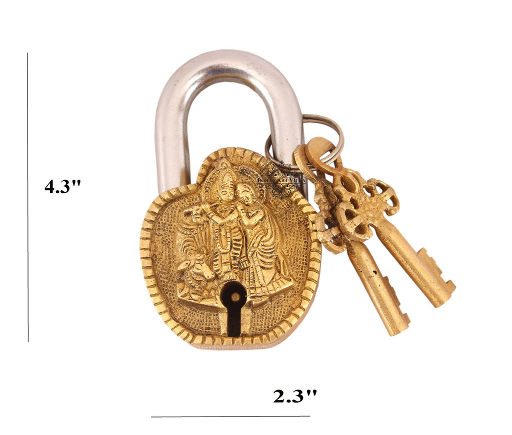 Vintage Style Radha Krishna Ji Brass Lock